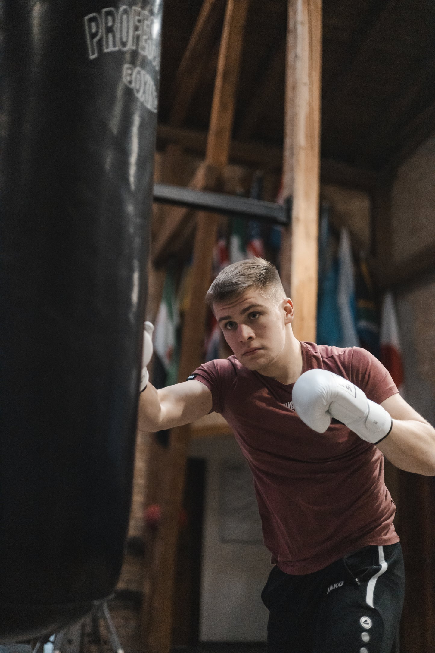«PRO» Boxsackhandschuhe aus Leder "weiß"