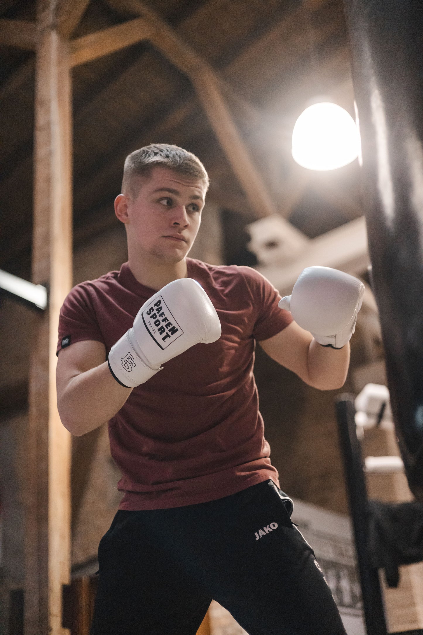 «PRO» Boxsackhandschuhe aus Leder "weiß"