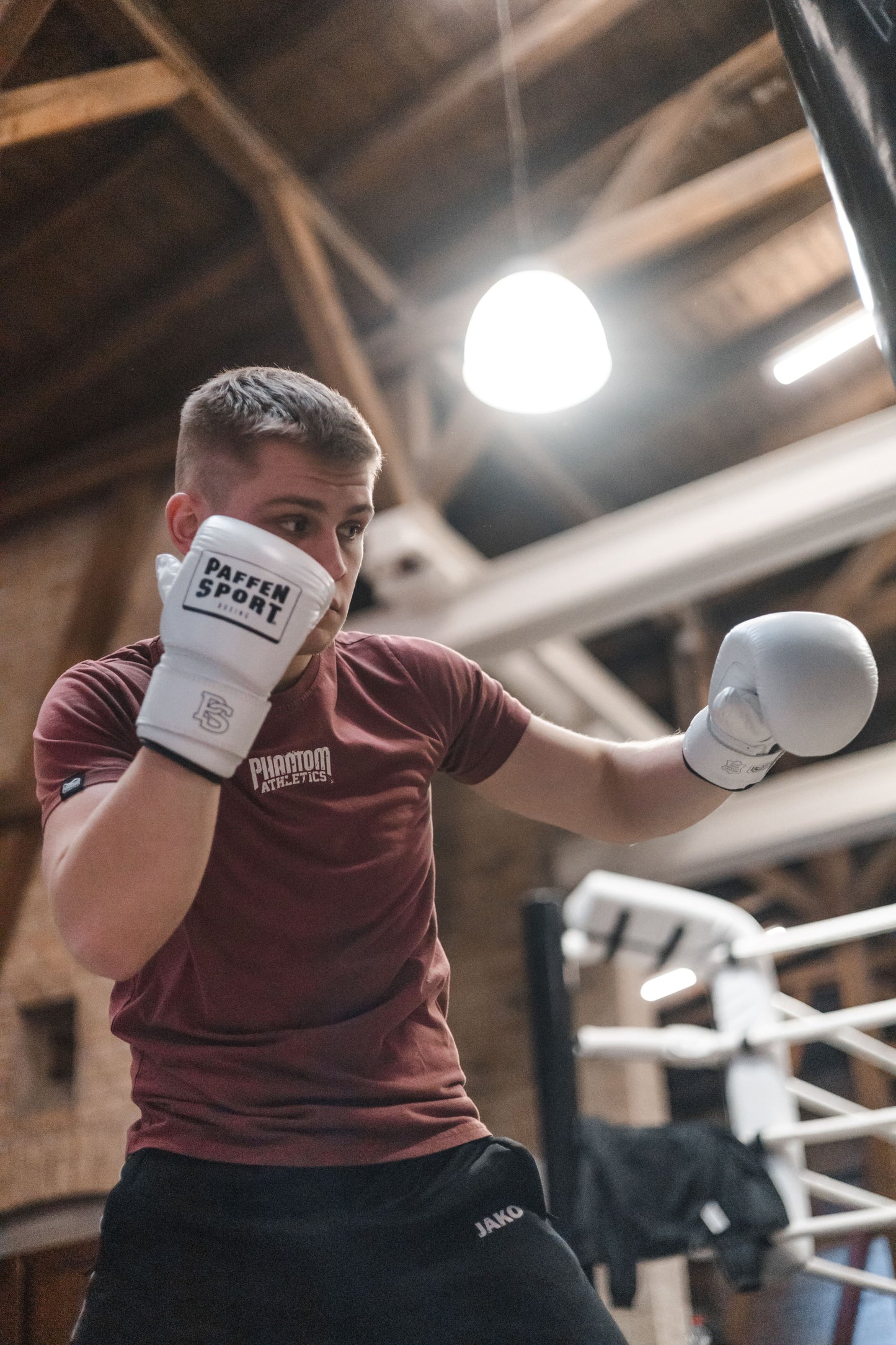 «PRO» Boxsackhandschuhe aus Leder "weiß"
